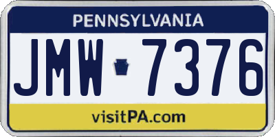 PA license plate JMW7376