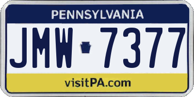 PA license plate JMW7377