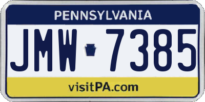 PA license plate JMW7385