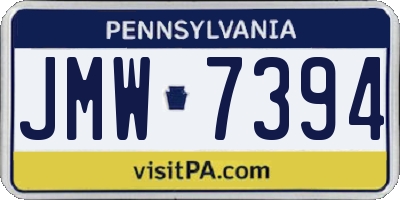 PA license plate JMW7394