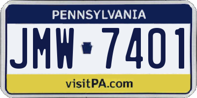 PA license plate JMW7401