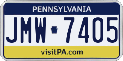 PA license plate JMW7405