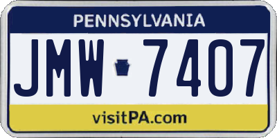 PA license plate JMW7407