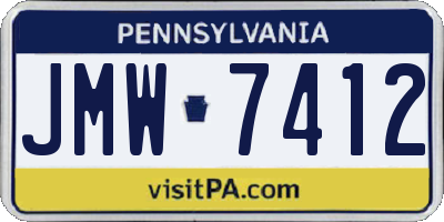PA license plate JMW7412