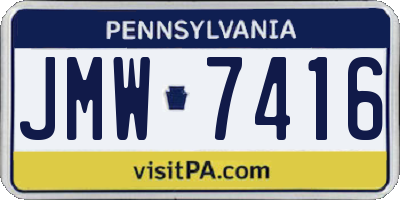 PA license plate JMW7416