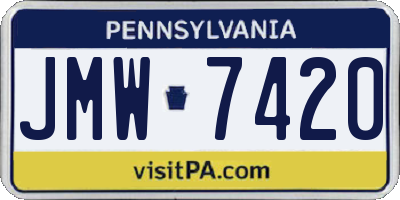 PA license plate JMW7420