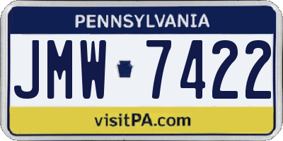 PA license plate JMW7422