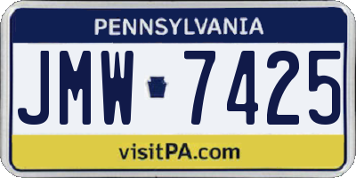 PA license plate JMW7425