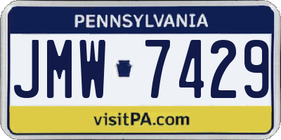 PA license plate JMW7429