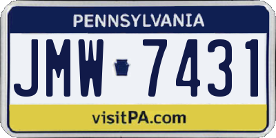 PA license plate JMW7431