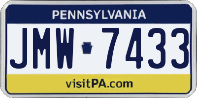 PA license plate JMW7433