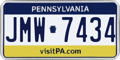 PA license plate JMW7434
