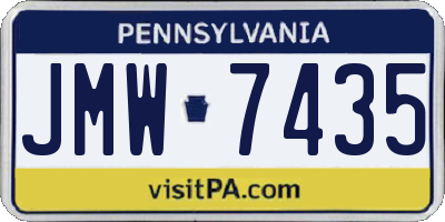 PA license plate JMW7435