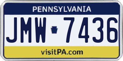 PA license plate JMW7436
