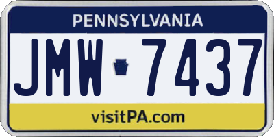 PA license plate JMW7437