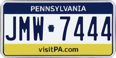 PA license plate JMW7444