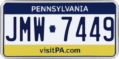 PA license plate JMW7449