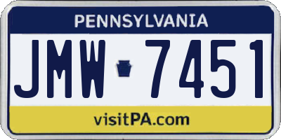 PA license plate JMW7451