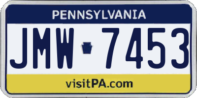 PA license plate JMW7453