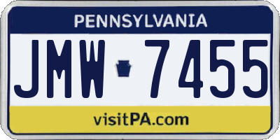 PA license plate JMW7455