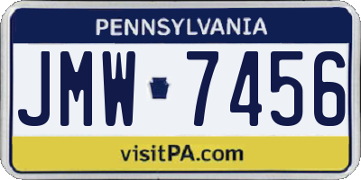 PA license plate JMW7456