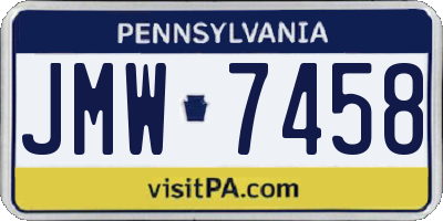 PA license plate JMW7458