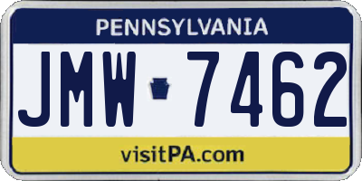 PA license plate JMW7462