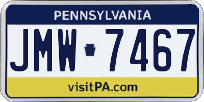 PA license plate JMW7467