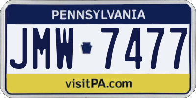 PA license plate JMW7477