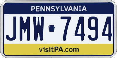 PA license plate JMW7494