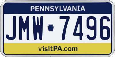 PA license plate JMW7496