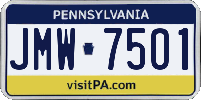 PA license plate JMW7501