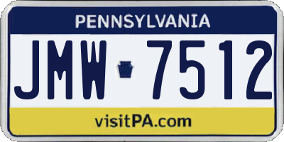 PA license plate JMW7512