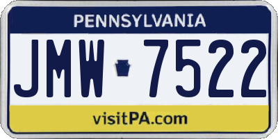 PA license plate JMW7522