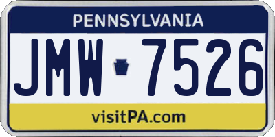 PA license plate JMW7526