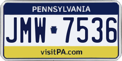 PA license plate JMW7536