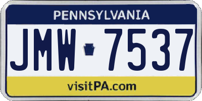 PA license plate JMW7537