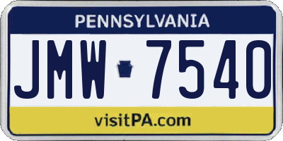 PA license plate JMW7540