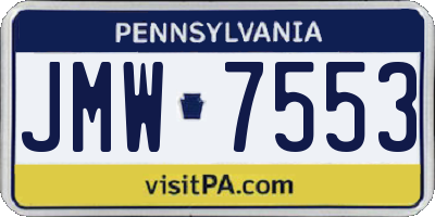 PA license plate JMW7553