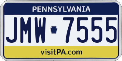 PA license plate JMW7555