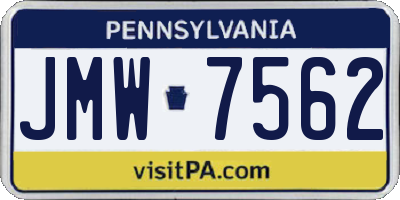 PA license plate JMW7562
