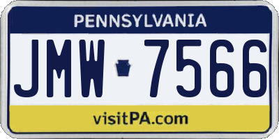 PA license plate JMW7566