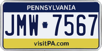 PA license plate JMW7567