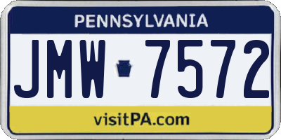 PA license plate JMW7572