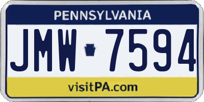 PA license plate JMW7594