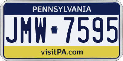 PA license plate JMW7595