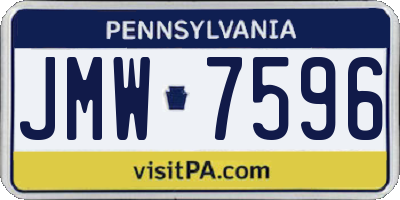 PA license plate JMW7596