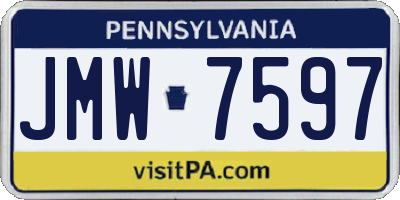 PA license plate JMW7597