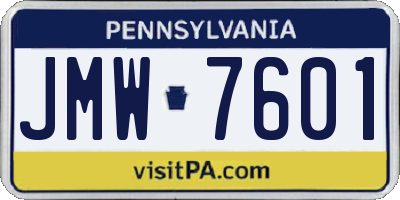 PA license plate JMW7601