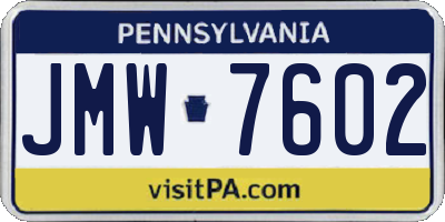 PA license plate JMW7602